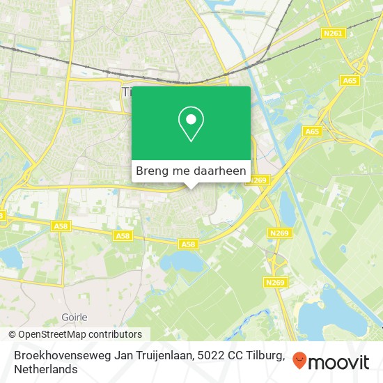 Broekhovenseweg Jan Truijenlaan, 5022 CC Tilburg kaart