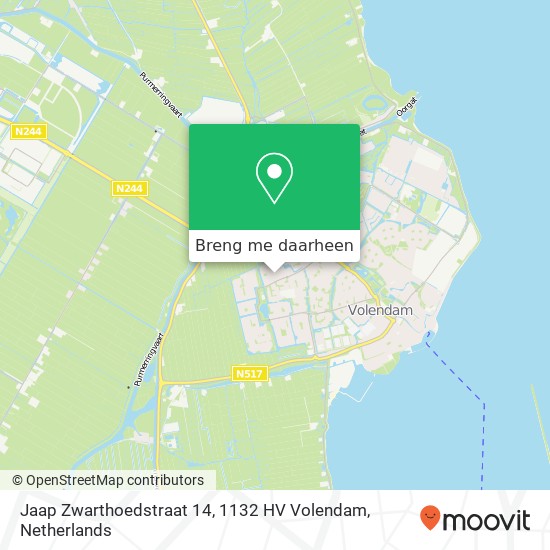 Jaap Zwarthoedstraat 14, 1132 HV Volendam kaart