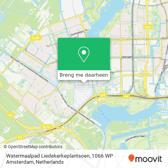 Watermaalpad Liedekerkeplantsoen, 1066 WP Amsterdam kaart