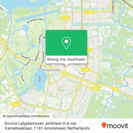 Doctor Lelyplantsoen Jonkheer H A van Karnebeeklaan, 1181 Amstelveen kaart