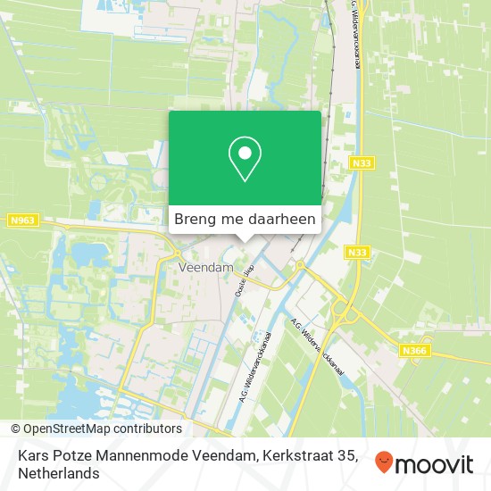 Kars Potze Mannenmode Veendam, Kerkstraat 35 kaart