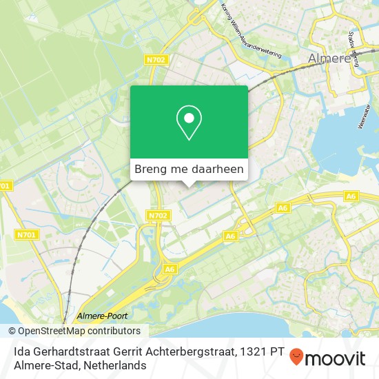 Ida Gerhardtstraat Gerrit Achterbergstraat, 1321 PT Almere-Stad kaart