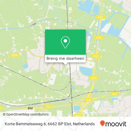 Korte Bemmelseweg 6, 6662 BP Elst kaart