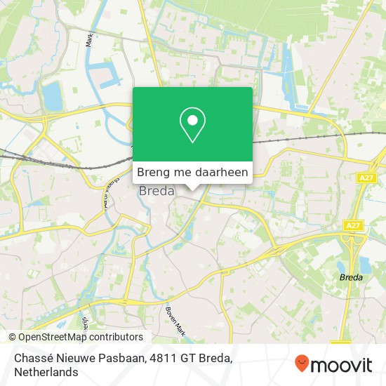 Chassé Nieuwe Pasbaan, 4811 GT Breda kaart
