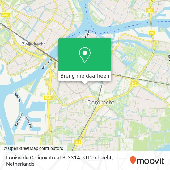 Louise de Colignystraat 3, 3314 PJ Dordrecht kaart