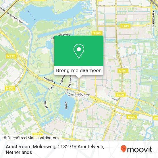 Amsterdam Molenweg, 1182 GR Amstelveen kaart