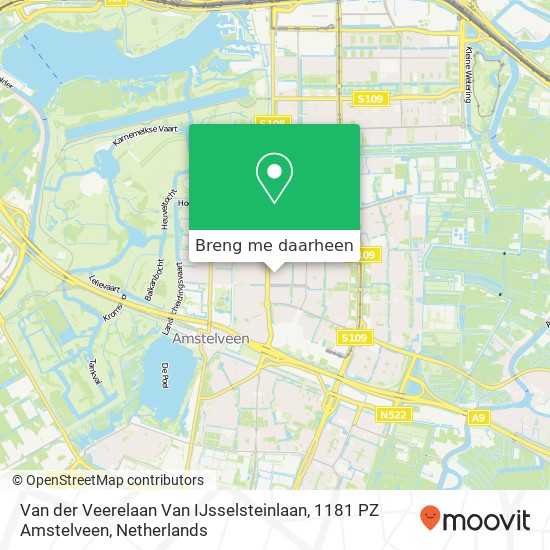 Van der Veerelaan Van IJsselsteinlaan, 1181 PZ Amstelveen kaart