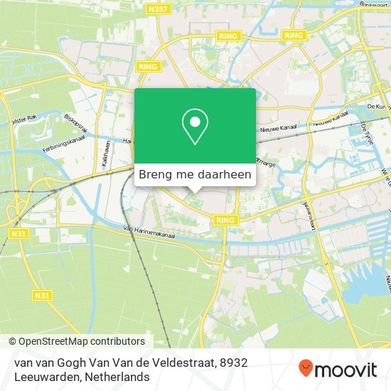 van van Gogh Van Van de Veldestraat, 8932 Leeuwarden kaart