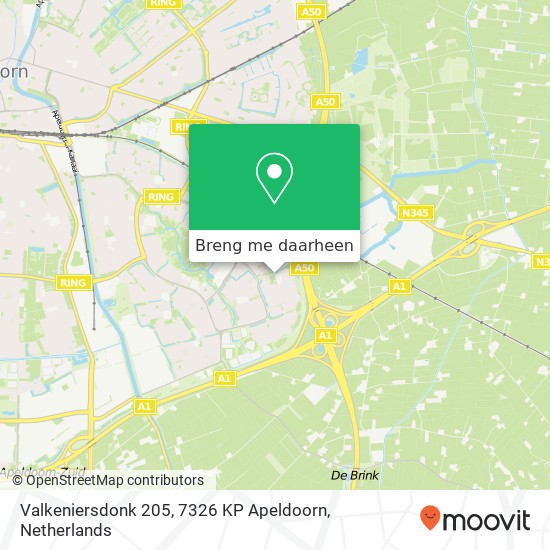 Valkeniersdonk 205, 7326 KP Apeldoorn kaart