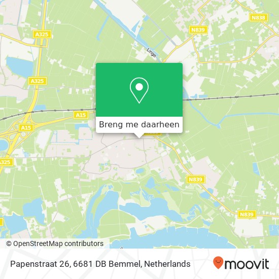 Papenstraat 26, 6681 DB Bemmel kaart