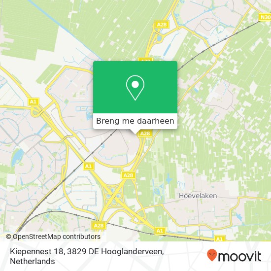 Kiepennest 18, 3829 DE Hooglanderveen kaart