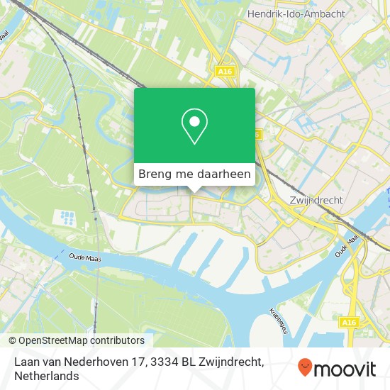Laan van Nederhoven 17, 3334 BL Zwijndrecht kaart