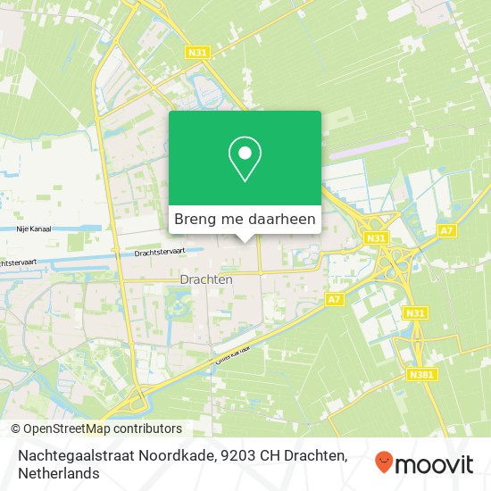 Nachtegaalstraat Noordkade, 9203 CH Drachten kaart