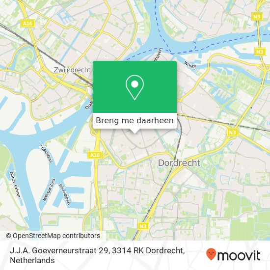 J.J.A. Goeverneurstraat 29, 3314 RK Dordrecht kaart