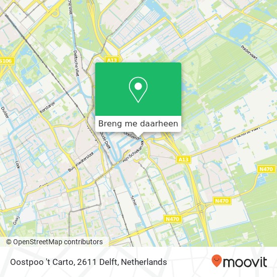 Oostpoo 't Carto, 2611 Delft kaart