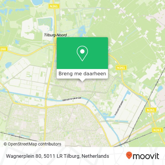 Wagnerplein 80, 5011 LR Tilburg kaart