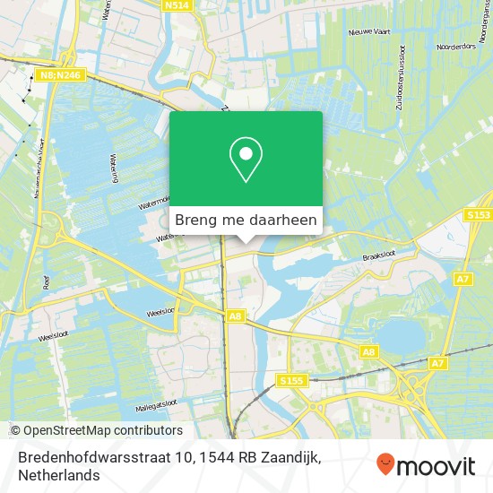 Bredenhofdwarsstraat 10, 1544 RB Zaandijk kaart