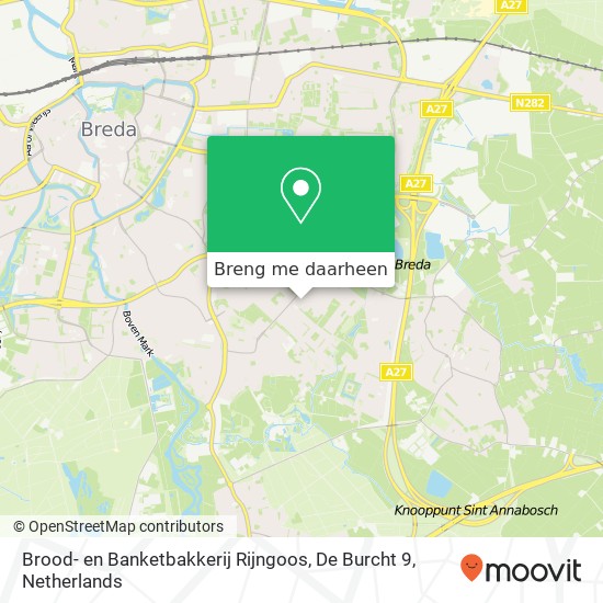 Brood- en Banketbakkerij Rijngoos, De Burcht 9 kaart