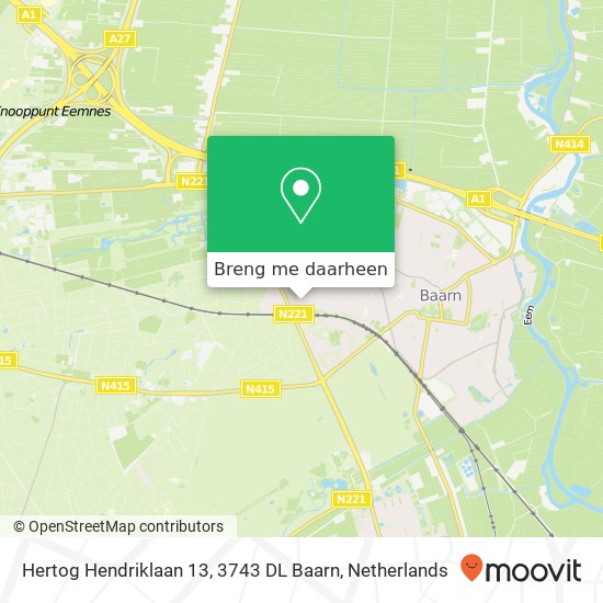 Hertog Hendriklaan 13, 3743 DL Baarn kaart