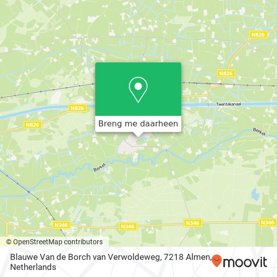Blauwe Van de Borch van Verwoldeweg, 7218 Almen kaart