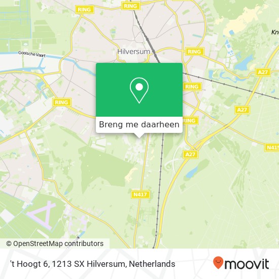 't Hoogt 6, 1213 SX Hilversum kaart