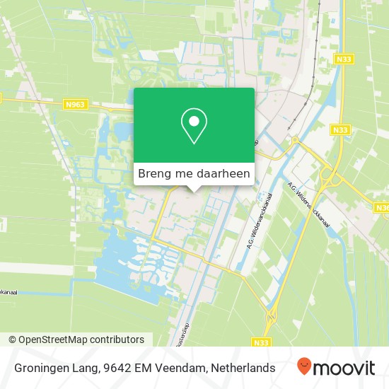 Groningen Lang, 9642 EM Veendam kaart