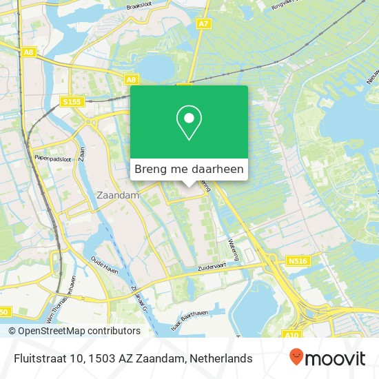 Fluitstraat 10, 1503 AZ Zaandam kaart