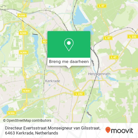 Directeur Evertsstraat Monseigneur van Gilsstraat, 6463 Kerkrade kaart