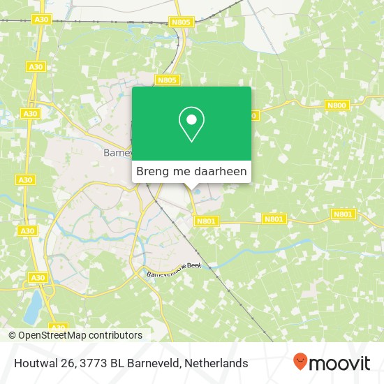 Houtwal 26, 3773 BL Barneveld kaart