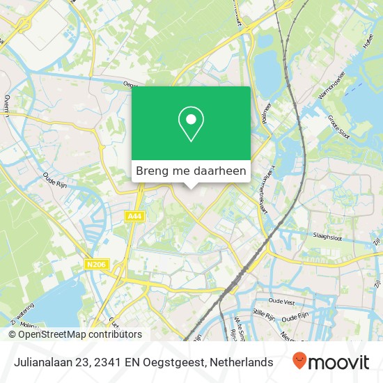 Julianalaan 23, 2341 EN Oegstgeest kaart