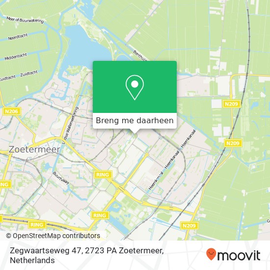 Zegwaartseweg 47, 2723 PA Zoetermeer kaart