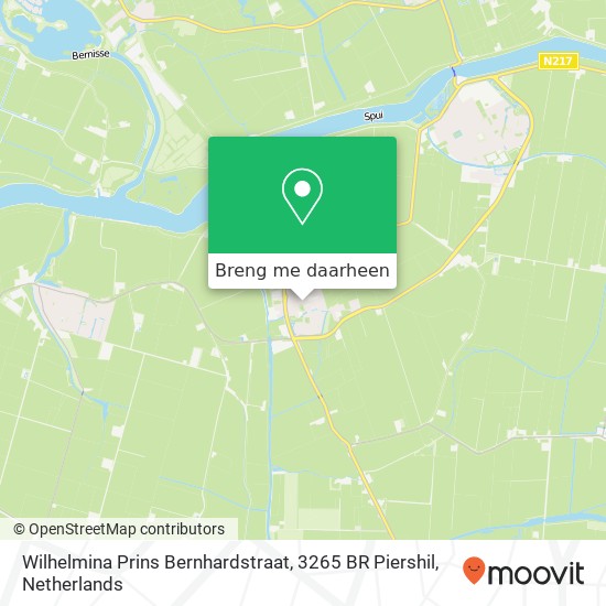 Wilhelmina Prins Bernhardstraat, 3265 BR Piershil kaart