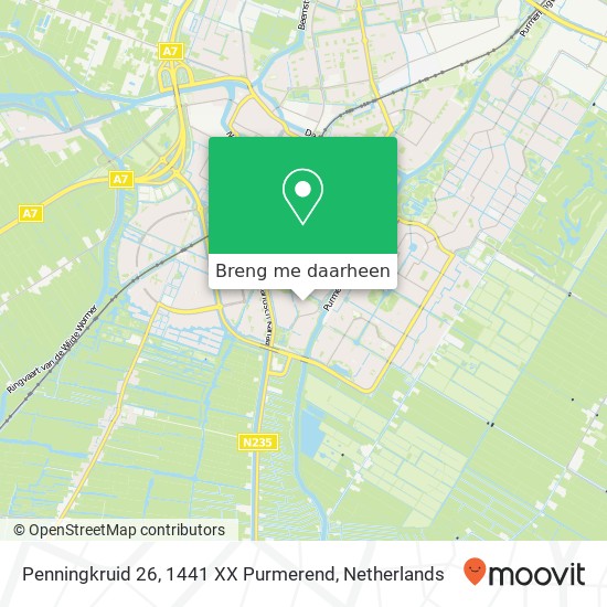 Penningkruid 26, 1441 XX Purmerend kaart