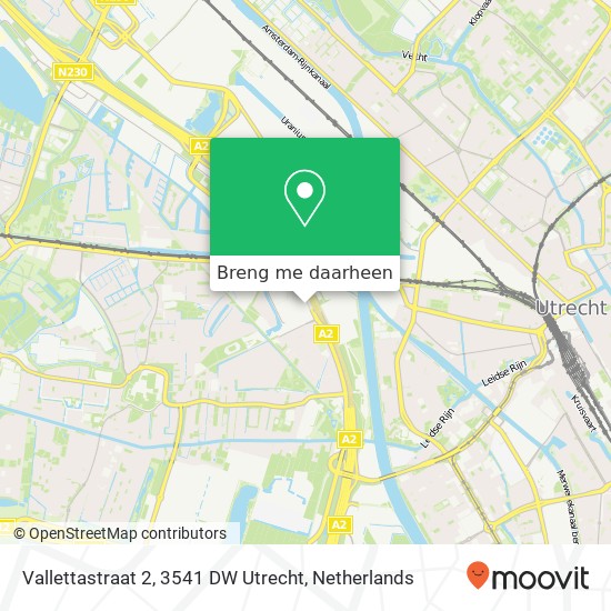 Vallettastraat 2, 3541 DW Utrecht kaart