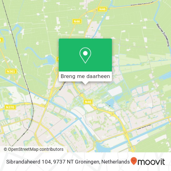 Sibrandaheerd 104, 9737 NT Groningen kaart