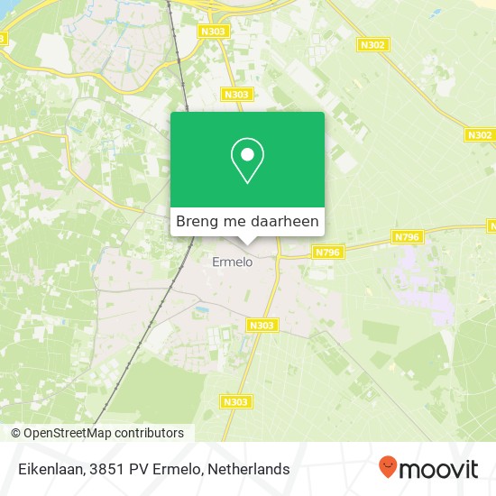 Eikenlaan, 3851 PV Ermelo kaart