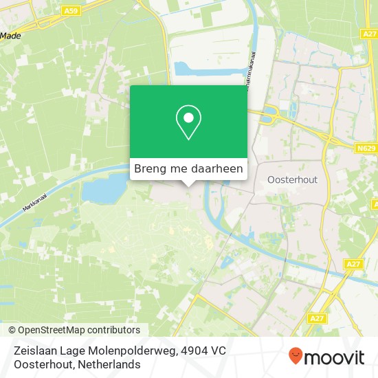 Zeislaan Lage Molenpolderweg, 4904 VC Oosterhout kaart