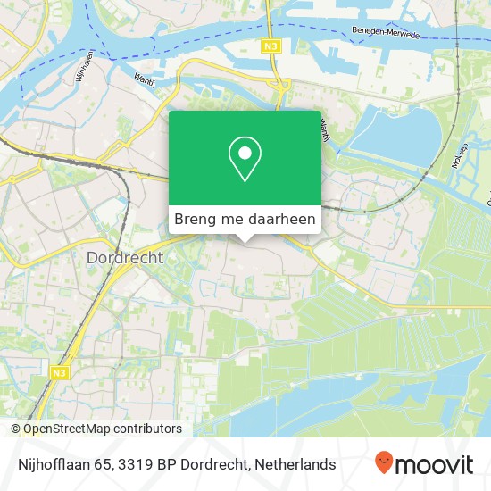 Nijhofflaan 65, 3319 BP Dordrecht kaart