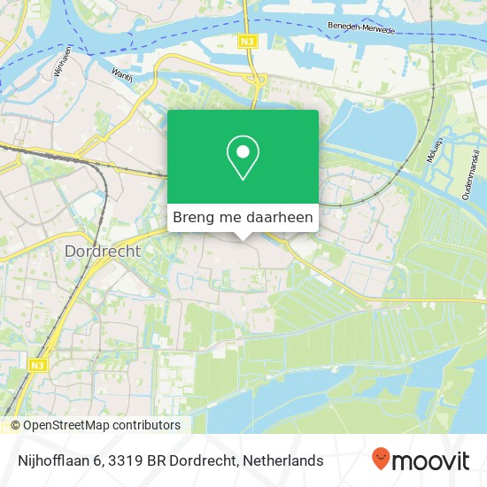 Nijhofflaan 6, 3319 BR Dordrecht kaart