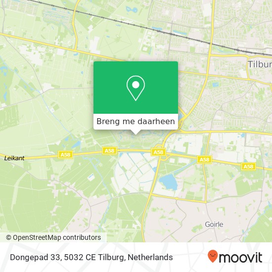 Dongepad 33, 5032 CE Tilburg kaart