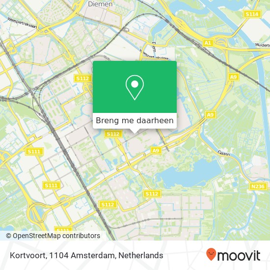 Kortvoort, 1104 Amsterdam kaart