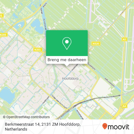 Berkmeerstraat 14, 2131 ZM Hoofddorp kaart