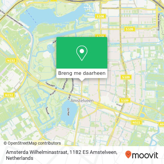 Amsterda Wilhelminastraat, 1182 ES Amstelveen kaart