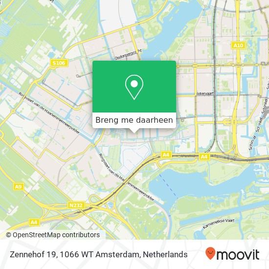 Zennehof 19, 1066 WT Amsterdam kaart