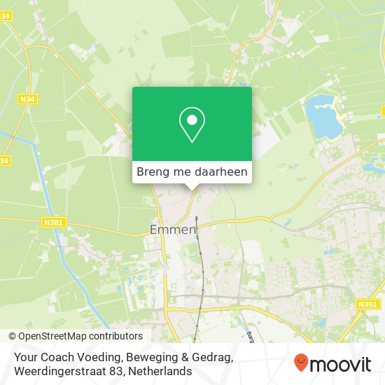 Your Coach Voeding, Beweging & Gedrag, Weerdingerstraat 83 kaart