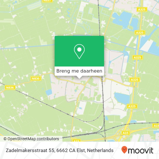 Zadelmakersstraat 55, 6662 CA Elst kaart