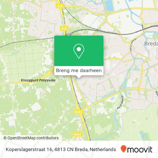 Koperslagerstraat 16, 4813 CN Breda kaart