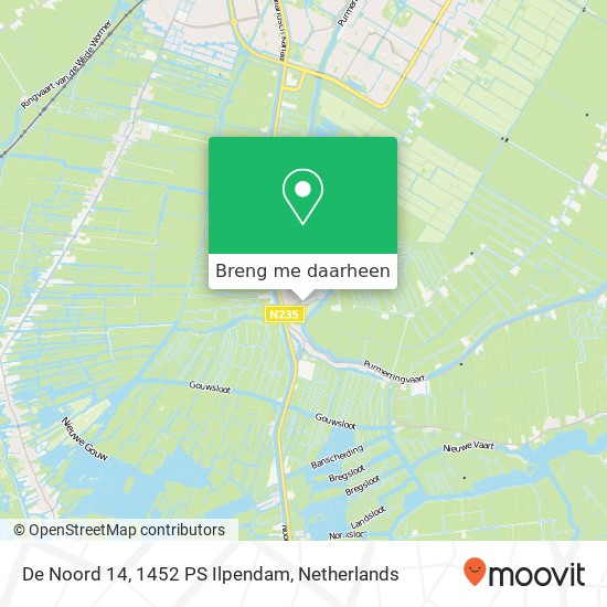 De Noord 14, 1452 PS Ilpendam kaart