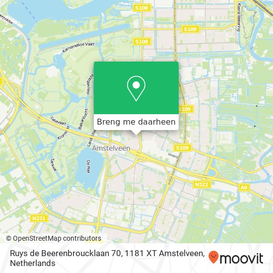 Ruys de Beerenbroucklaan 70, 1181 XT Amstelveen kaart