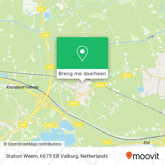 Station Weem, 6675 EB Valburg kaart